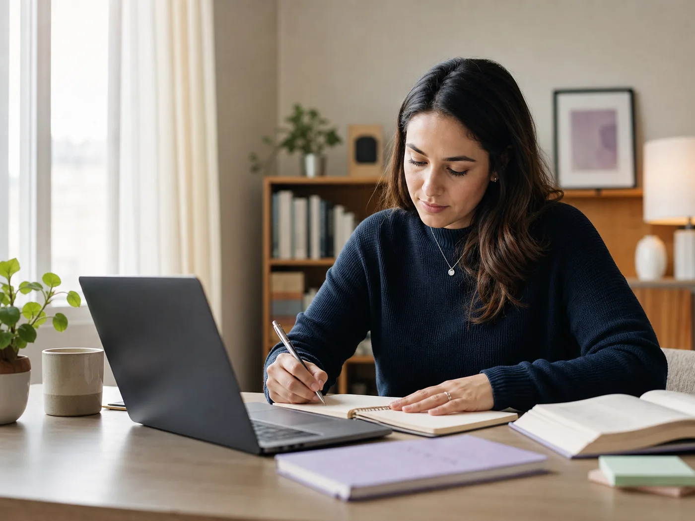 A counselor preparing for a professional licensure exam at home